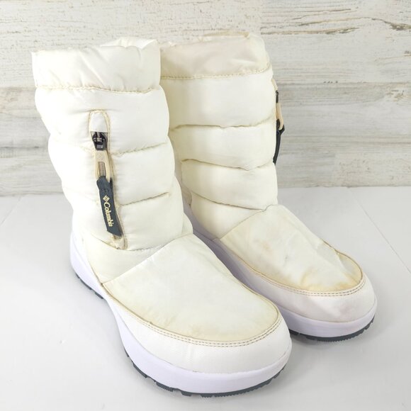 COLUMBIA WOMEN'S SIZE 9 WHITE WATERPROOF BOOTS OMNI-HEAT 200G INSULATION *AS-IS* - Picture 2 of 16